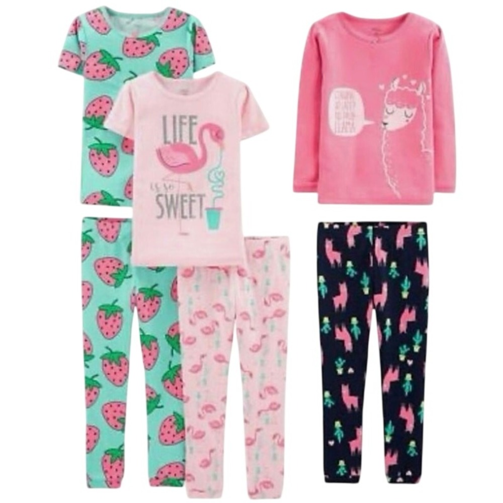 Simple Joys by Carter's Girls 6-Piece Snug Fit Cotton Pajama Set Size 2T Lounge
